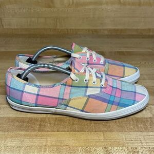 Vintage Keds Womens Size 8.5 Easter Pastel Plaid Lace Up Low Shoes WK-3045M